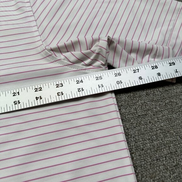 Peter Millar Summer Comfort Pink White Striped Golf Golfing Polo Shirt X-Large - Picture 2 of 5